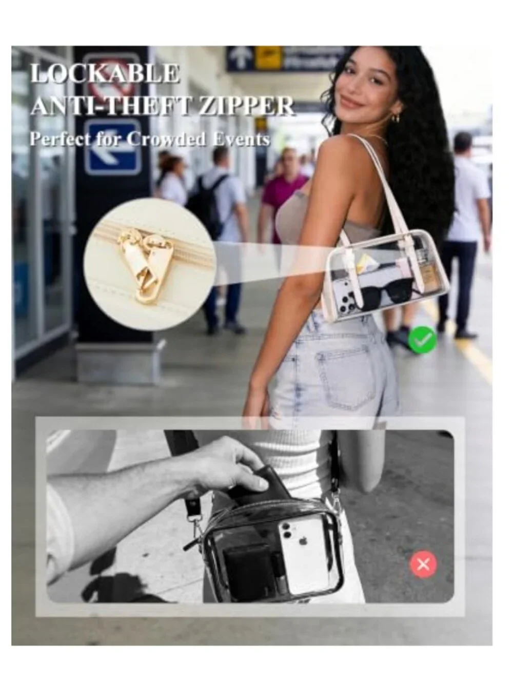 Clear Stadium Approved Purse with Adjustable Strap for Concerts